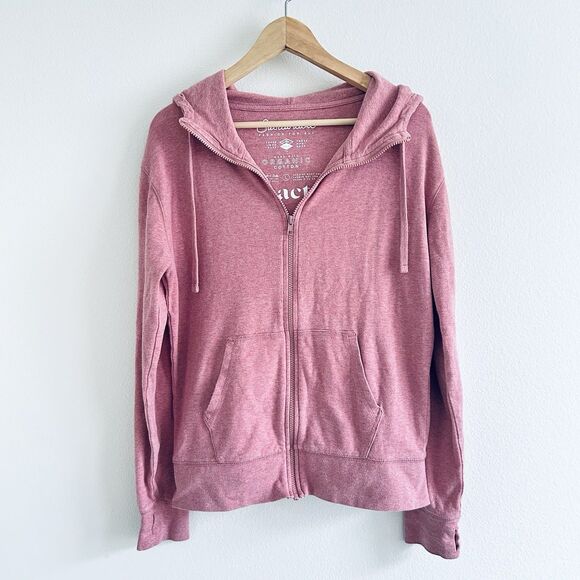 Pact Organic Cotton Pink Full Zip Hoodie Sweatshirt Size Large Sustainable READ - Picture 1 of 14